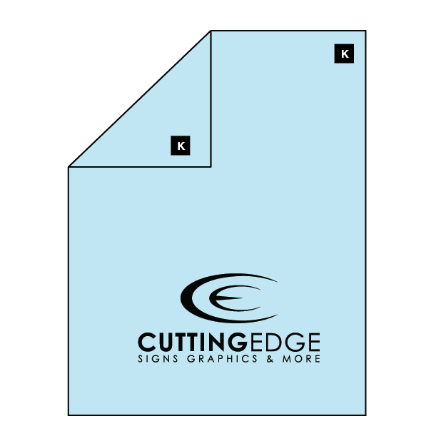 Light blue square with 'Cutting Edge Signs Graphics & More' logo on a white background