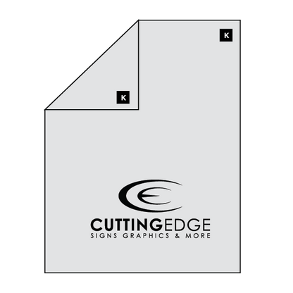 Clear sheet with 'Cutting Edge Signs Graphics & More' logo on a white background