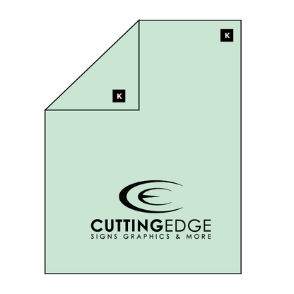 Light green paper with 'Cutting Edge Signs Graphics & More' logo on a white background