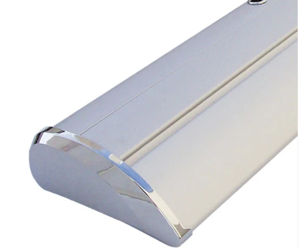 Photo showcasing the premium banner stand base, designed for durability and stability. Ideal for providing reliable support to retractable banners at events, trade shows, or business promotions, ensuring a secure and professional display.