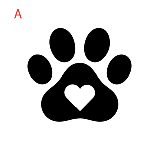 Black paw print with a white heart in the center on a white background