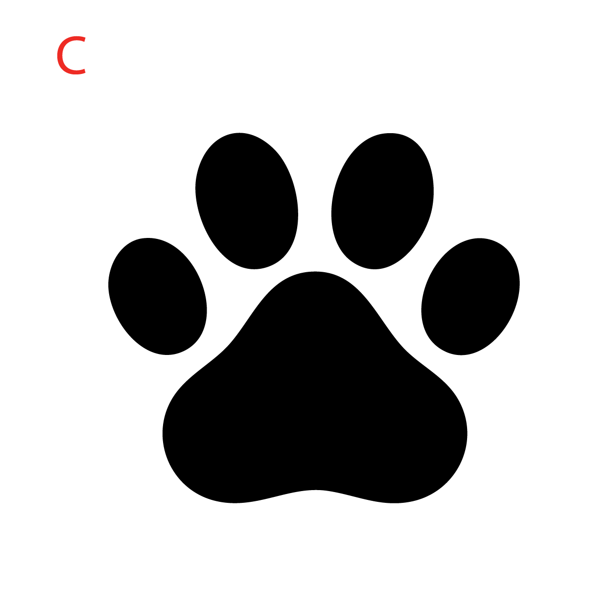 Black paw print on a white background