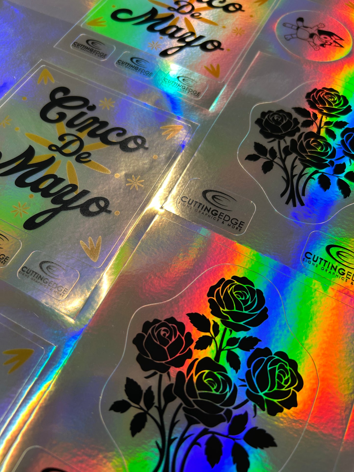 Rainbow stickers with flower design