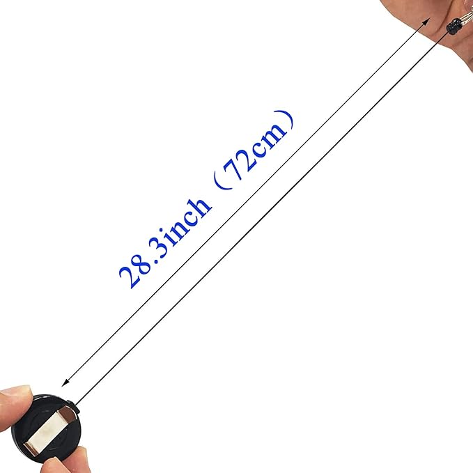 Measurement of a keychain extension cord with labeled length on a white background