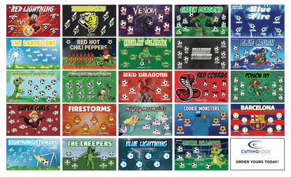 Collection of soccer banners for kids sports teams