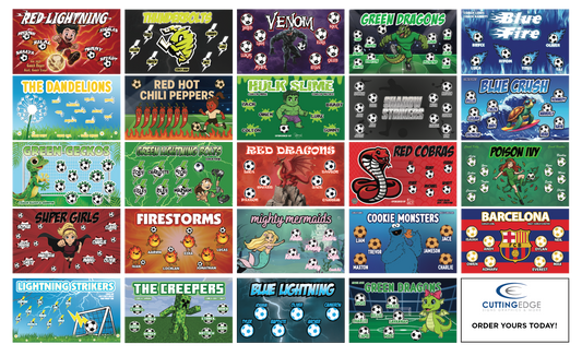 Collection of soccer banners for kids sports teams