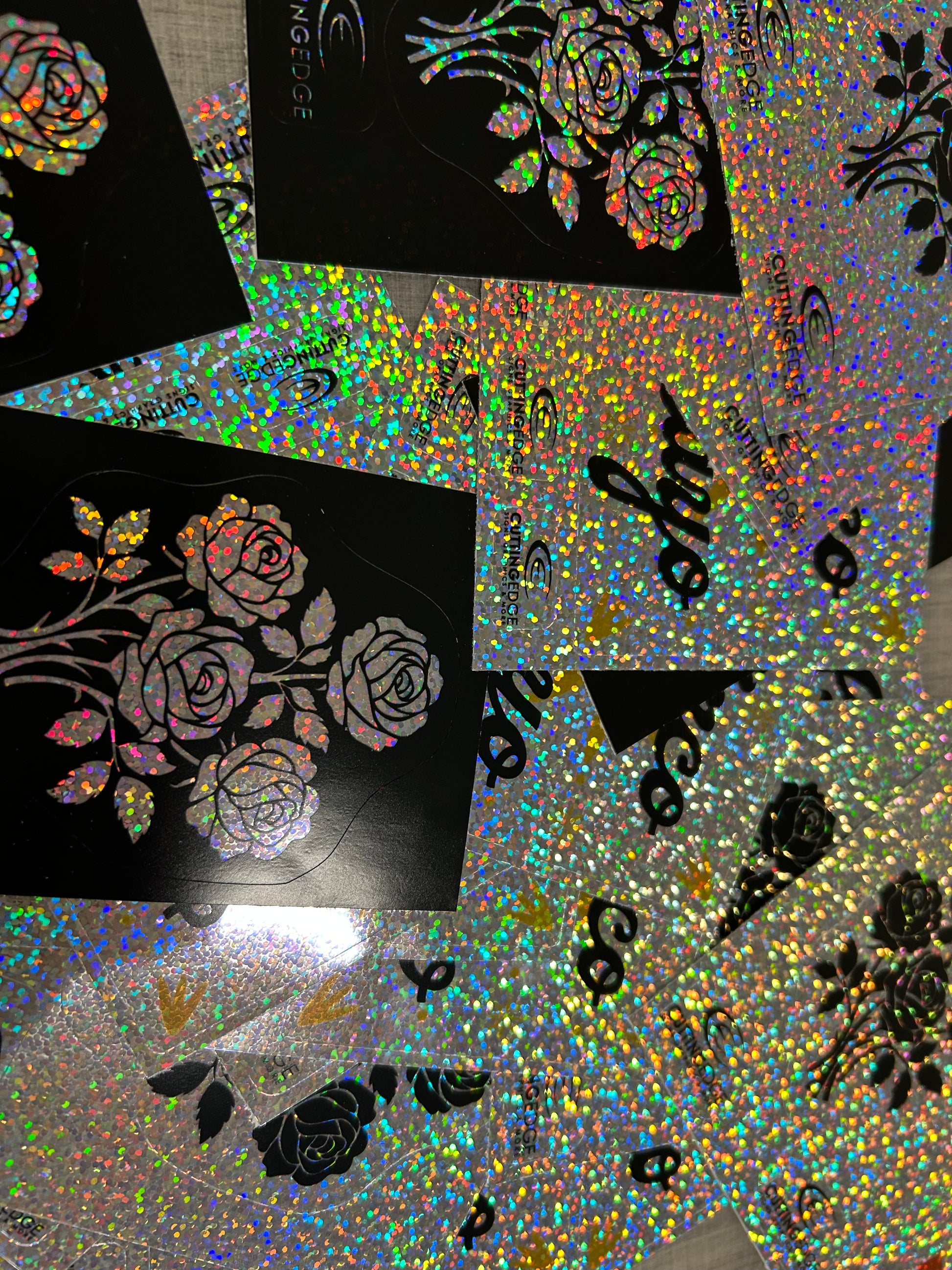 Sparkle stickers with flower design