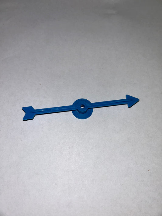 A collection of colorful plastic arrow spinners with a circular base, designed for use in board games and tabletop RPGs.