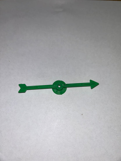 A collection of colorful plastic arrow spinners with a circular base, designed for use in board games and tabletop RPGs.