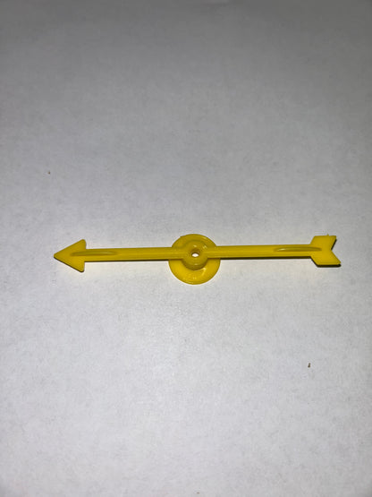 A collection of colorful plastic arrow spinners with a circular base, designed for use in board games and tabletop RPGs.