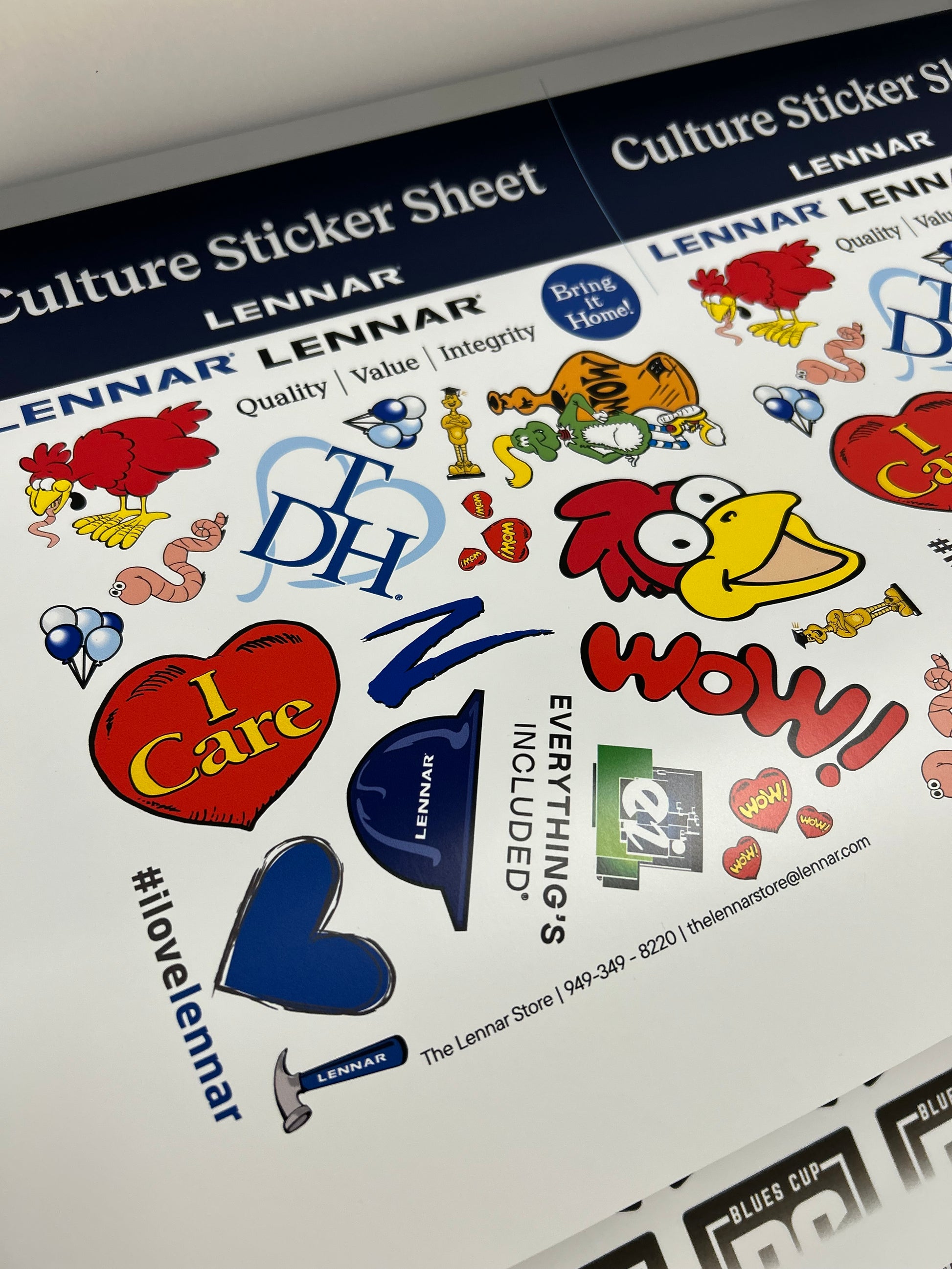 Lennar culture sticker sheet with various logos and designs on a white background