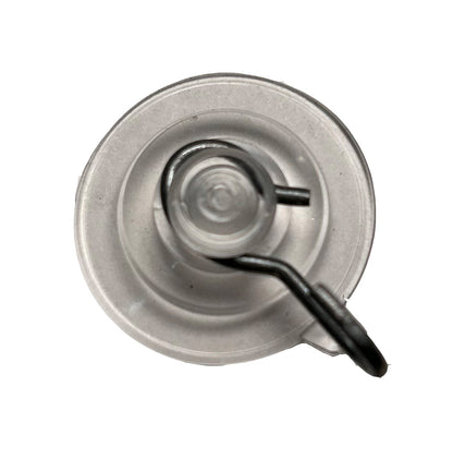 A suction cup with a metal clip attached, designed for sign post mounting.
