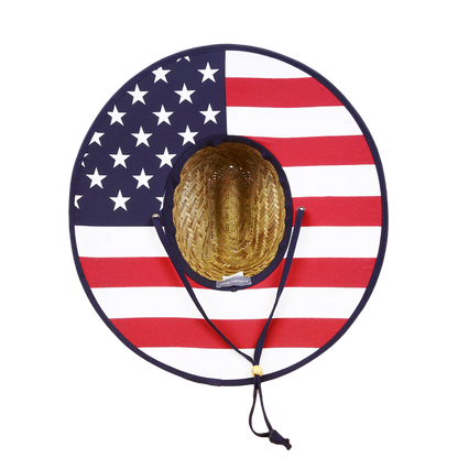 Cowboy hat with American flag design on a white background